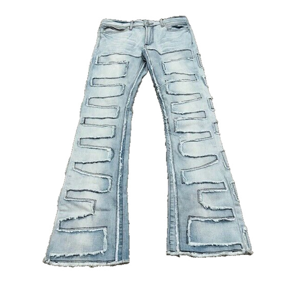 Rockstar Original Mens Stacked Flare Denim Jeans Shake Light Blue Size 32 NWT - Picture 1 of 16